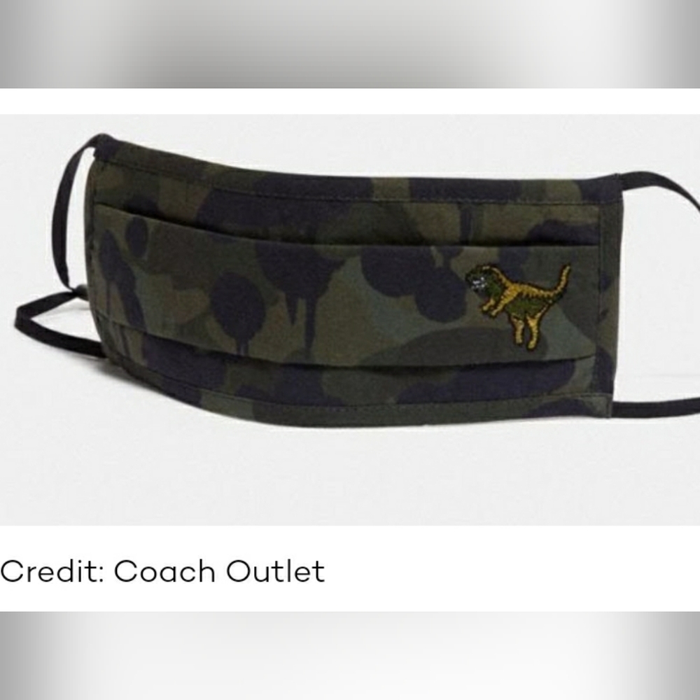 NWT Coach Rexy Wild Beast Camo Face Mask. One size. 100% cotton.